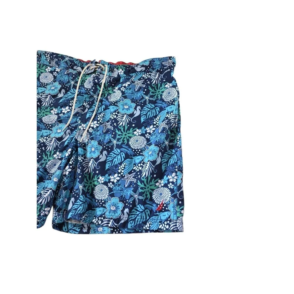 Nautica Mens XXL Board Shorts Swim Trunks Tropical Floral Fish Mesh Lined EUC